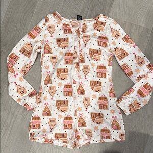 Gingerbread House Romper Pajamas
